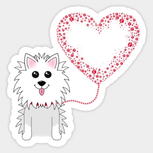 Dog with Paw-Print Heart Balloon Sticker